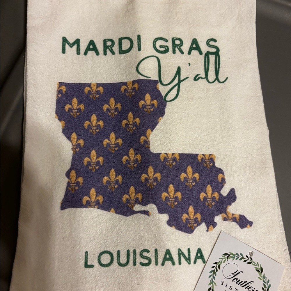 NWT Louisiana Mardi Gras Kitchen Towel Flour sack